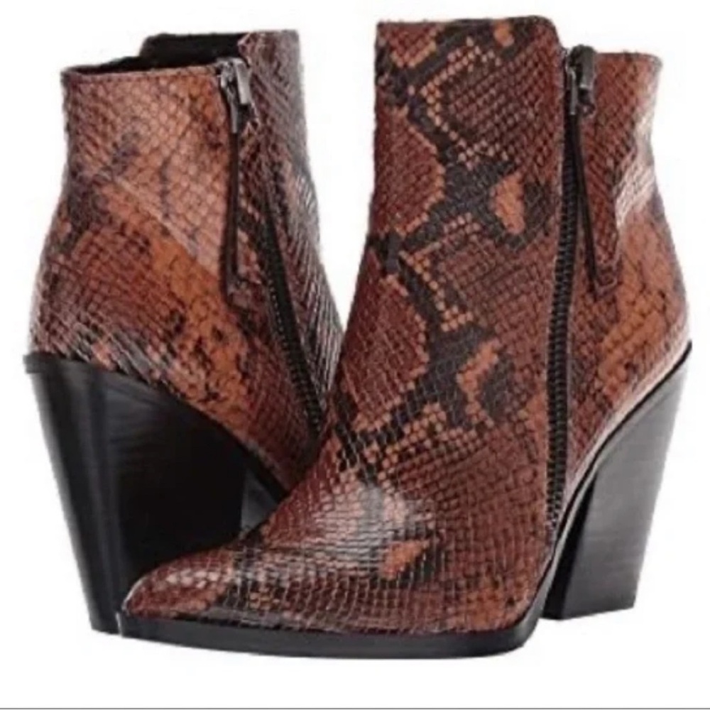 Naturalizer Rooney Snake Print Block Heel Ankle Boots NWT